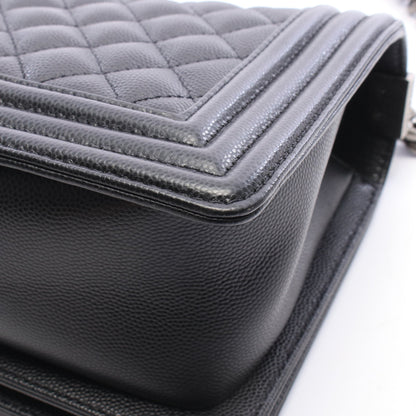 ボーイシャネル チェーンショルダーバッグ キャビアスキン ブラック シルバー金具 シャネル バッグ CHANEL