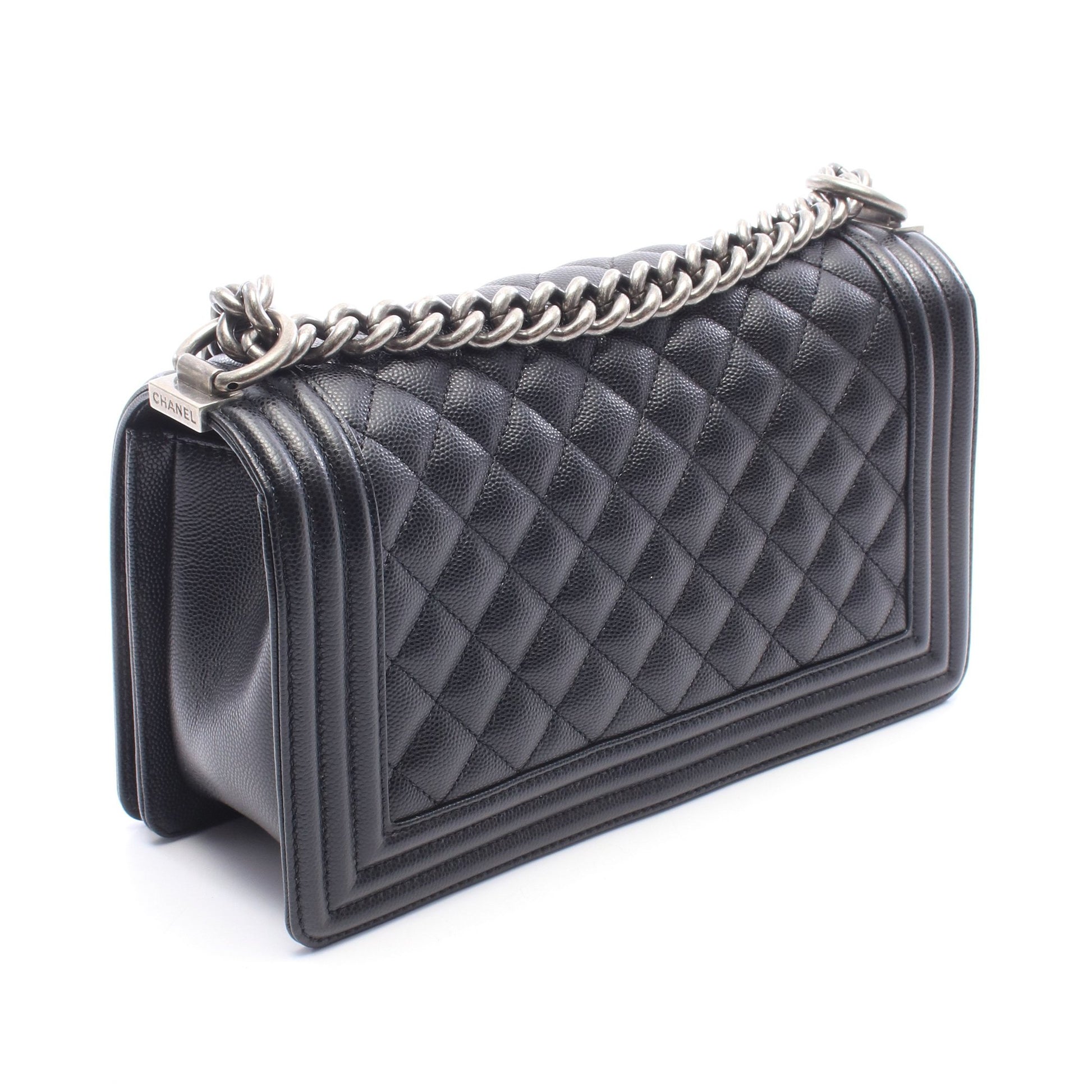 ボーイシャネル チェーンショルダーバッグ キャビアスキン ブラック シルバー金具 シャネル バッグ CHANEL