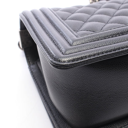 ボーイシャネル チェーンショルダーバッグ キャビアスキン ブラック シルバー金具 シャネル バッグ CHANEL
