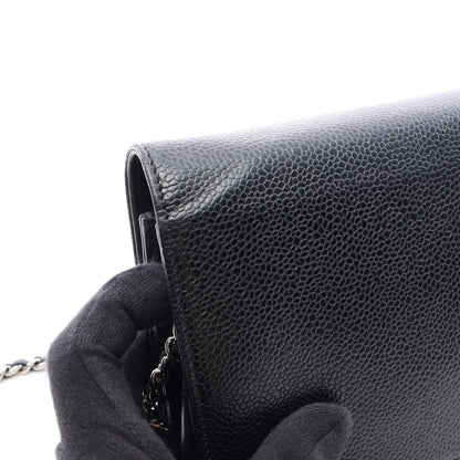 ココマーク チェーンウォレット キャビアスキン ブラック シルバー金具 シャネル バッグ CHANEL