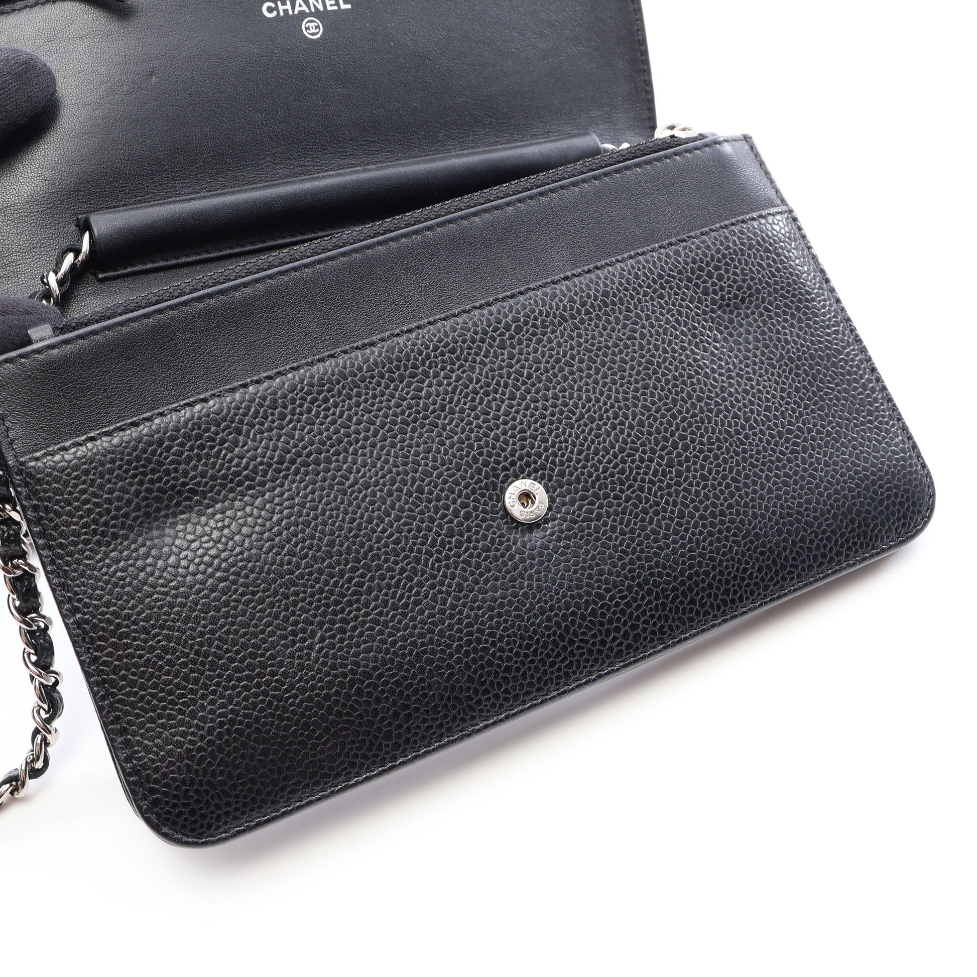 ココマーク チェーンウォレット キャビアスキン ブラック シルバー金具 シャネル バッグ CHANEL