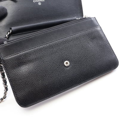 ココマーク チェーンウォレット キャビアスキン ブラック シルバー金具 シャネル バッグ CHANEL