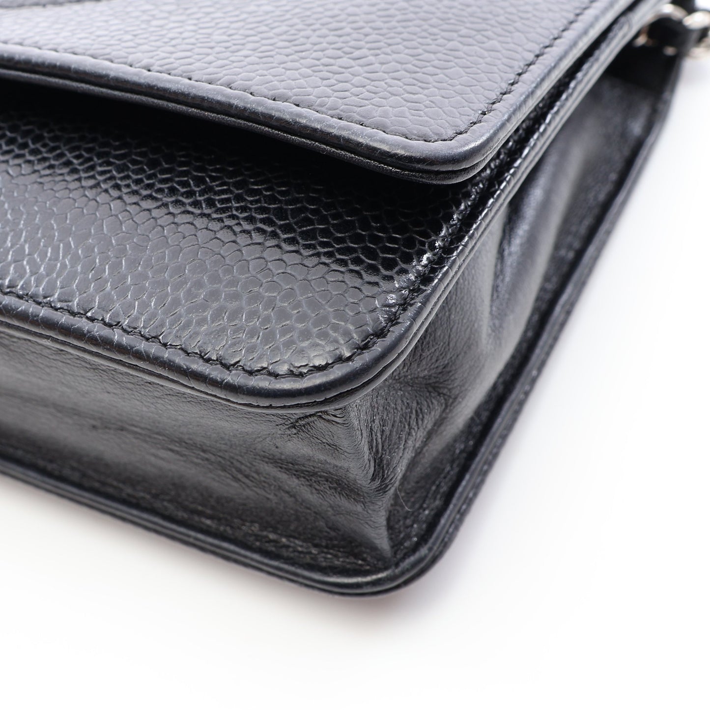 ココマーク チェーンウォレット キャビアスキン ブラック シルバー金具 シャネル バッグ CHANEL