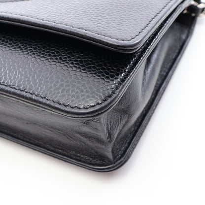 ココマーク チェーンウォレット キャビアスキン ブラック シルバー金具 シャネル バッグ CHANEL