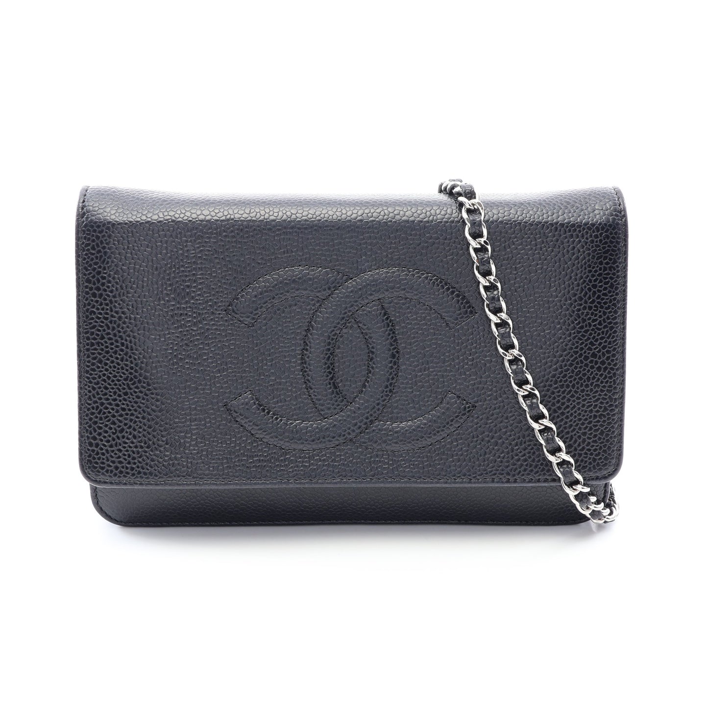 ココマーク チェーンウォレット キャビアスキン ブラック シルバー金具 シャネル バッグ CHANEL