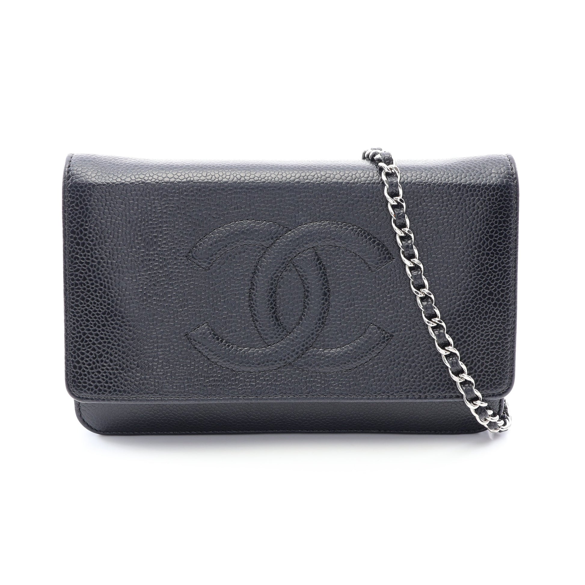 ココマーク チェーンウォレット キャビアスキン ブラック シルバー金具 シャネル バッグ CHANEL
