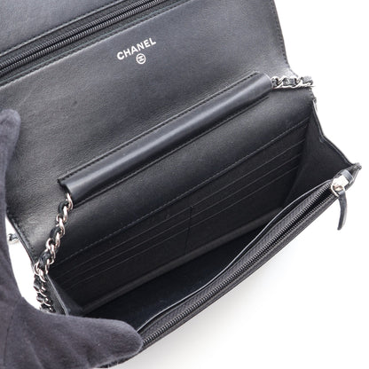 ココマーク チェーンウォレット キャビアスキン ブラック シルバー金具 シャネル バッグ CHANEL