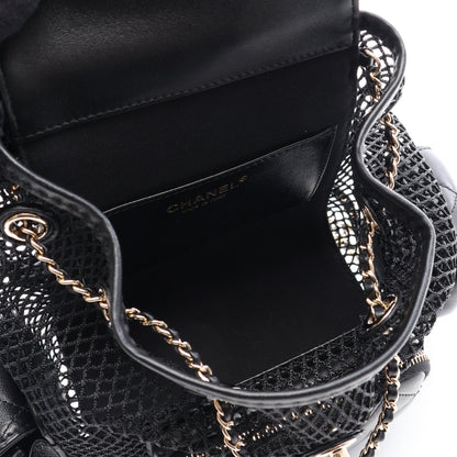 マトラッセ スモール チェーン バックパック リュックサック ラムスキン メッシュ ブラック ゴールド金具 シャネル バッグ CHANEL
