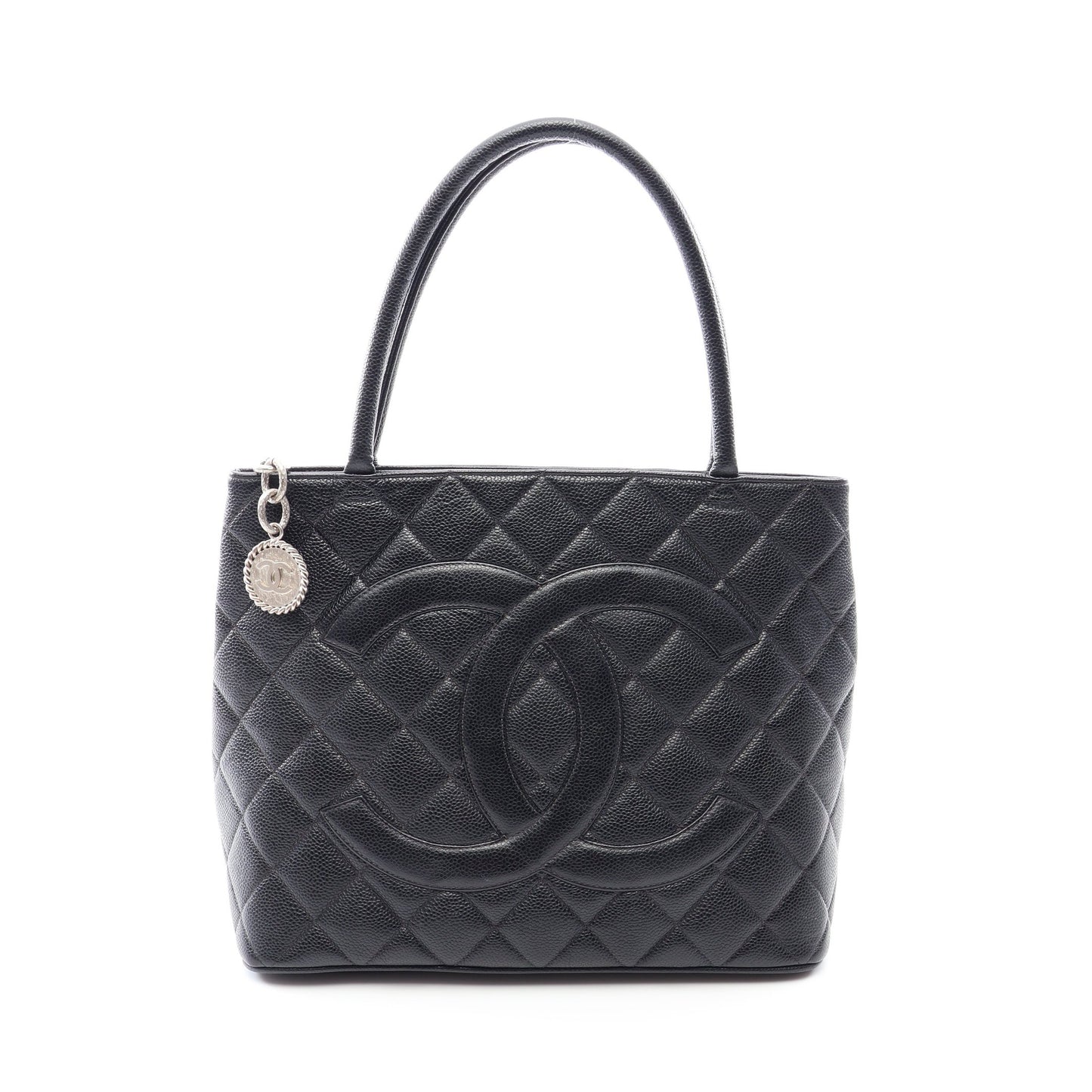 復刻トート ハンドバッグ トートバッグ キャビアスキン ブラック シルバー金具 シャネル バッグ CHANEL