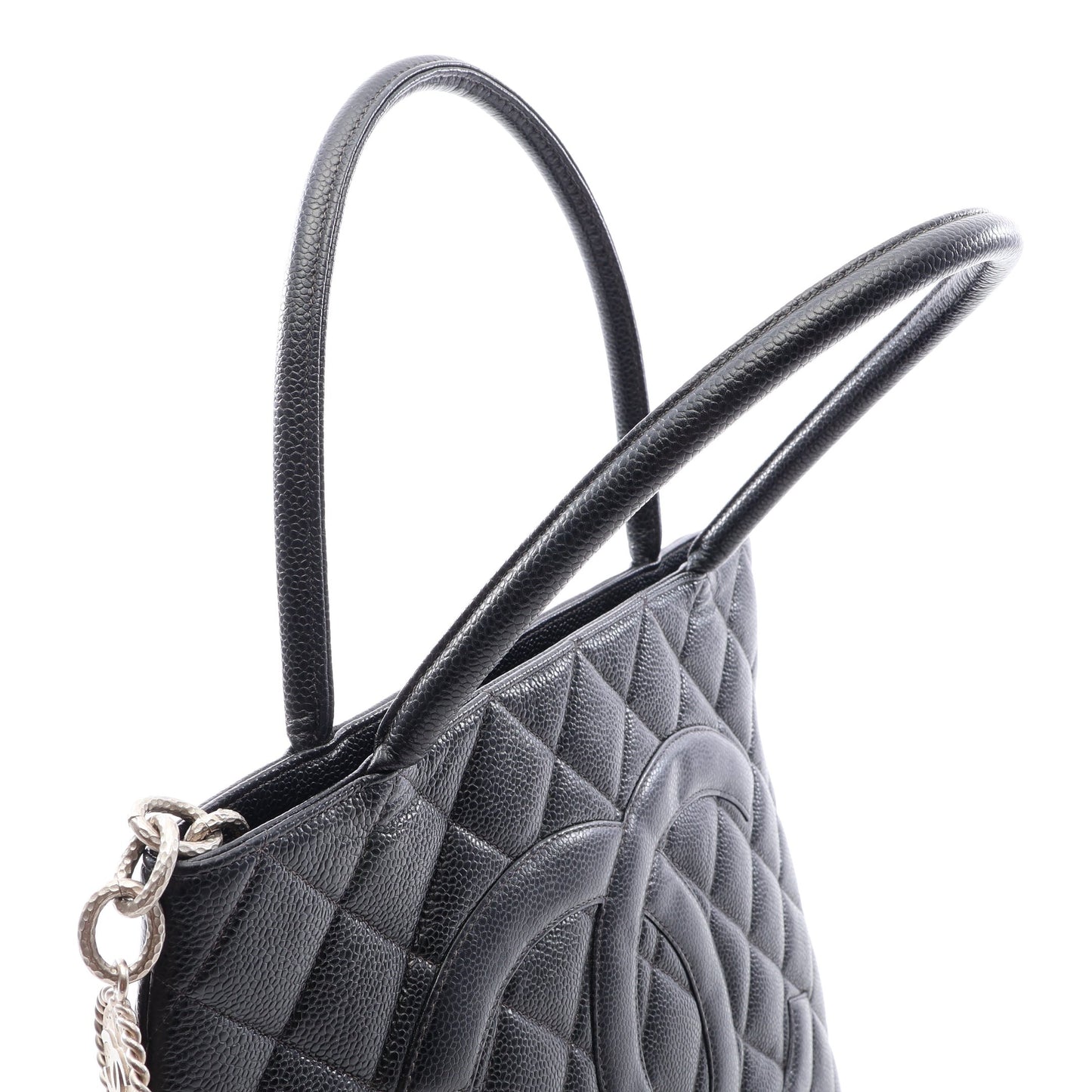 復刻トート ハンドバッグ トートバッグ キャビアスキン ブラック シルバー金具 シャネル バッグ CHANEL