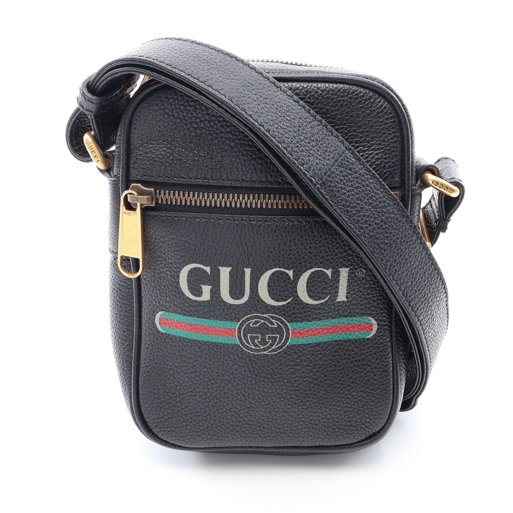ウェビングライン ショルダーバッグ レザー ブラック マルチカラー グッチ バッグ GUCCI