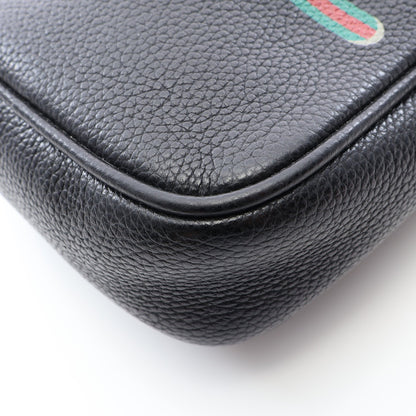 ウェビングライン ショルダーバッグ レザー ブラック マルチカラー グッチ バッグ GUCCI