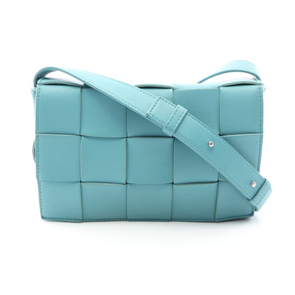 カセット マキシイントレチャート ショルダーバッグ レザー ライトブルー ボッテガヴェネタ バッグ BOTTEGA VENETA