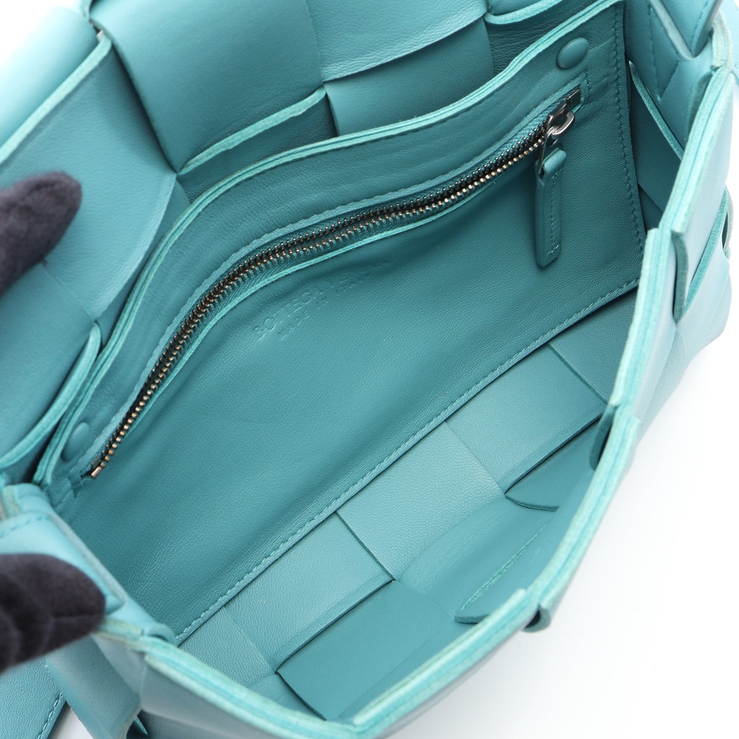 カセット マキシイントレチャート ショルダーバッグ レザー ライトブルー ボッテガヴェネタ バッグ BOTTEGA VENETA