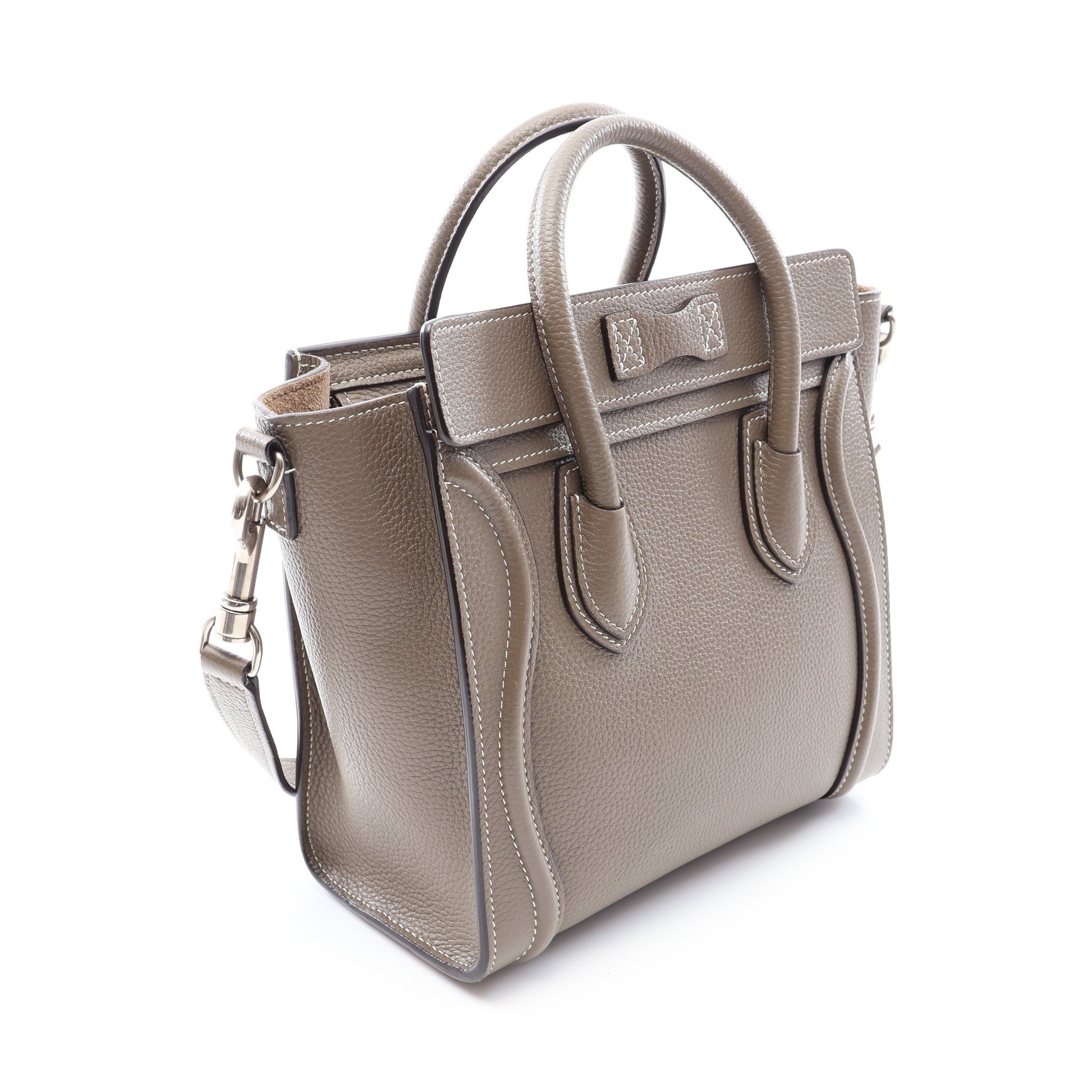 ラゲージ ナノショッパー 2WAY ハンドバッグ レザー グレーブラウン セリーヌ バッグ CELINE
