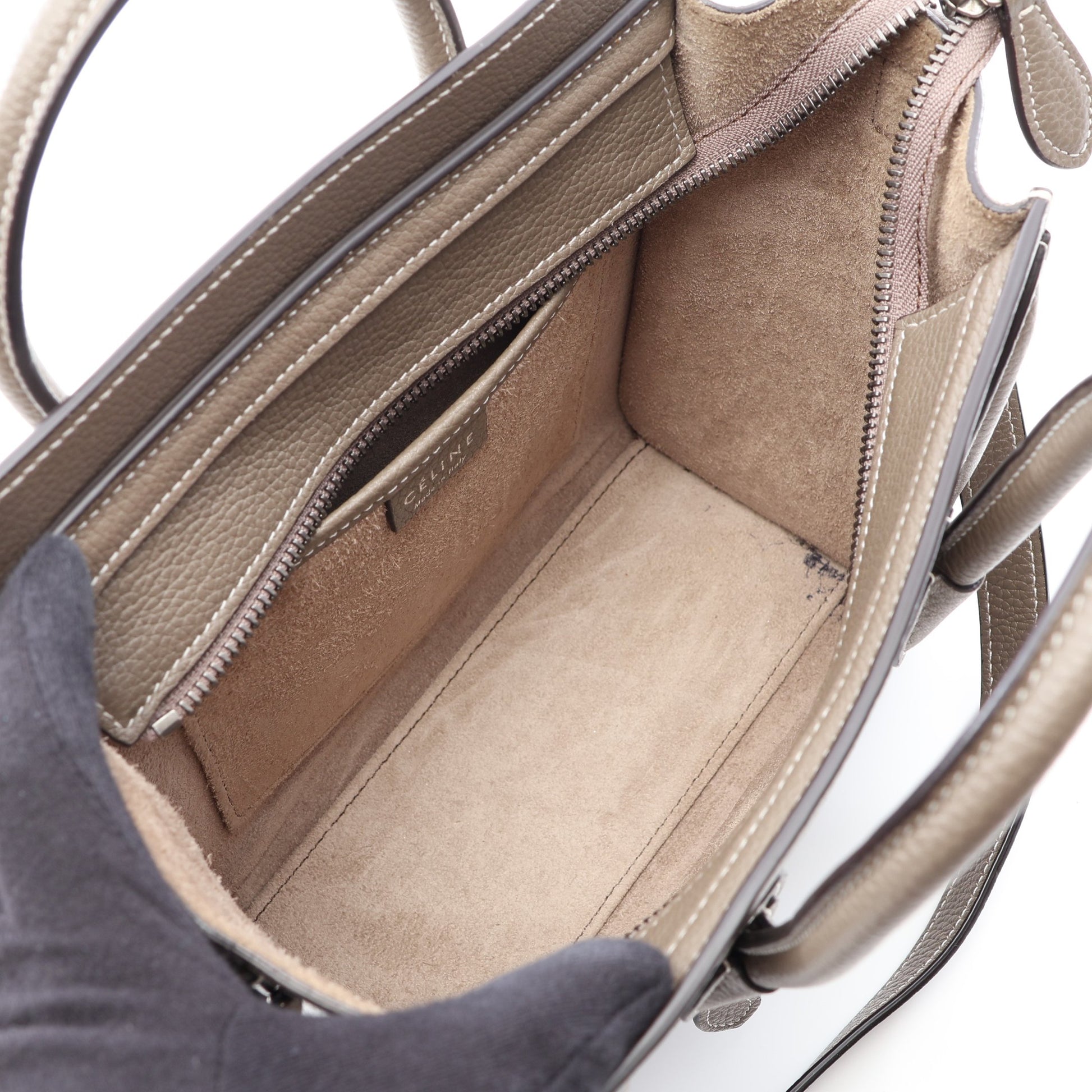 ラゲージ ナノショッパー 2WAY ハンドバッグ レザー グレーブラウン セリーヌ バッグ CELINE