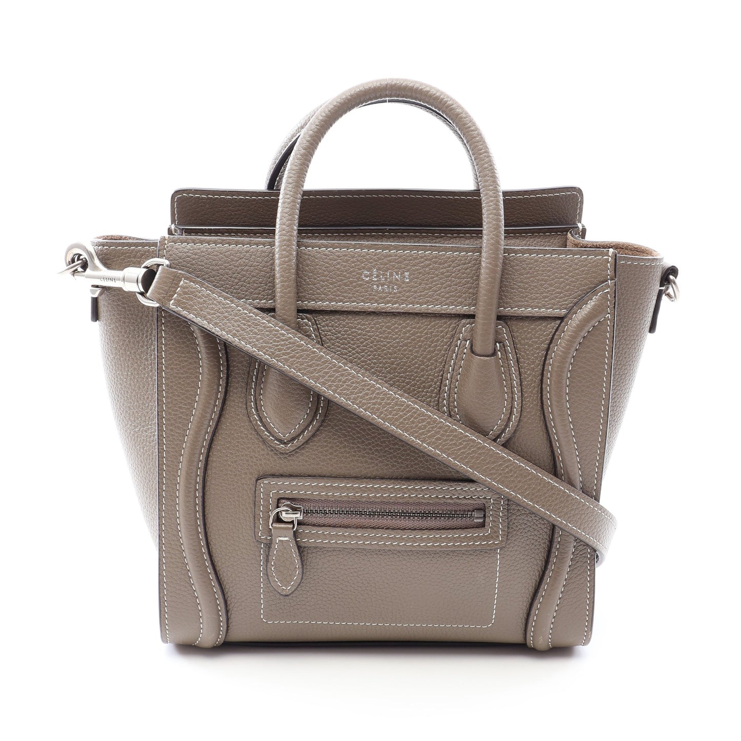 ラゲージ ナノショッパー 2WAY ハンドバッグ レザー グレーブラウン セリーヌ バッグ CELINE