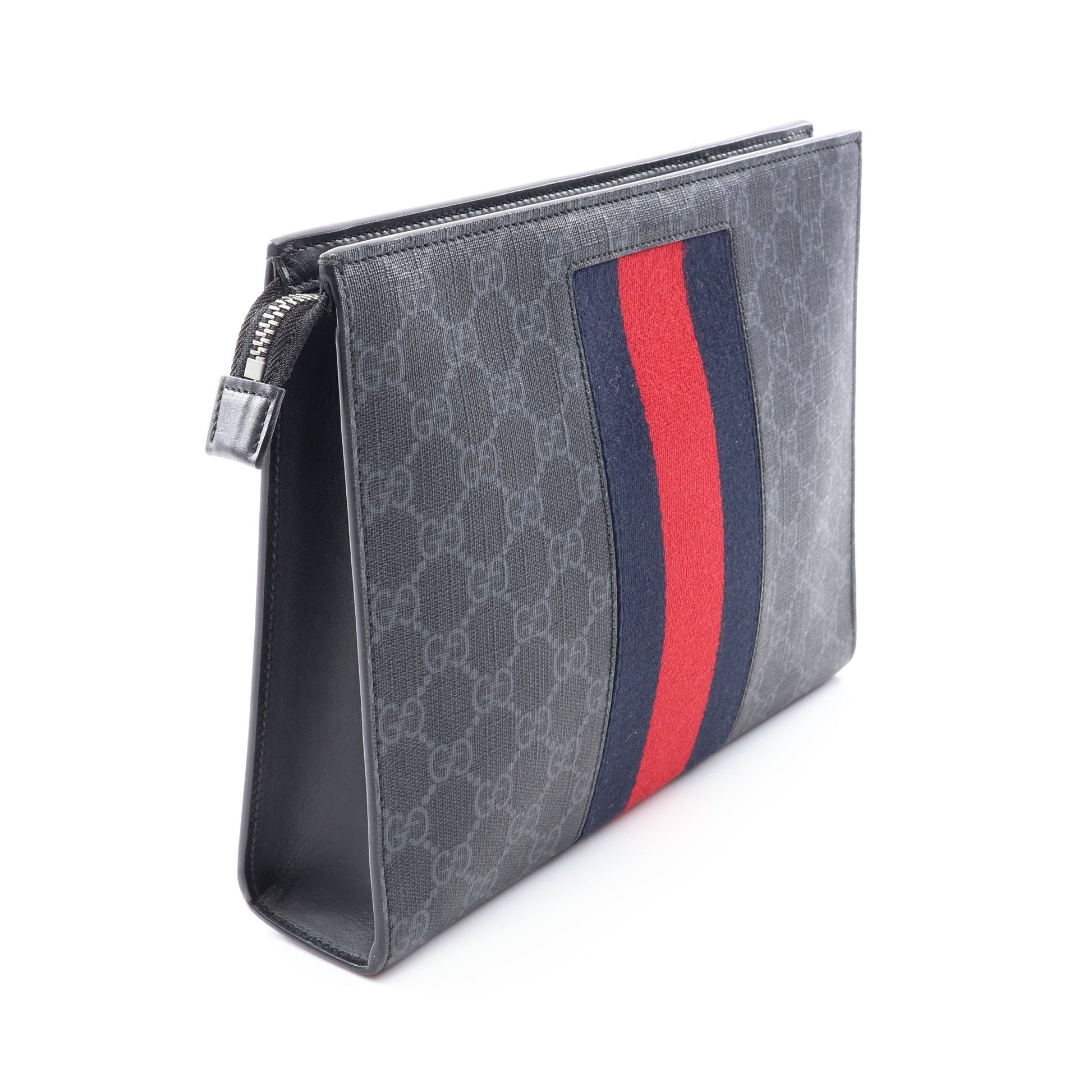 GGスプリーム ウェビングライン クラッチバッグ PVC レザー ブラック ネイビー レッド グッチ バッグ GUCCI