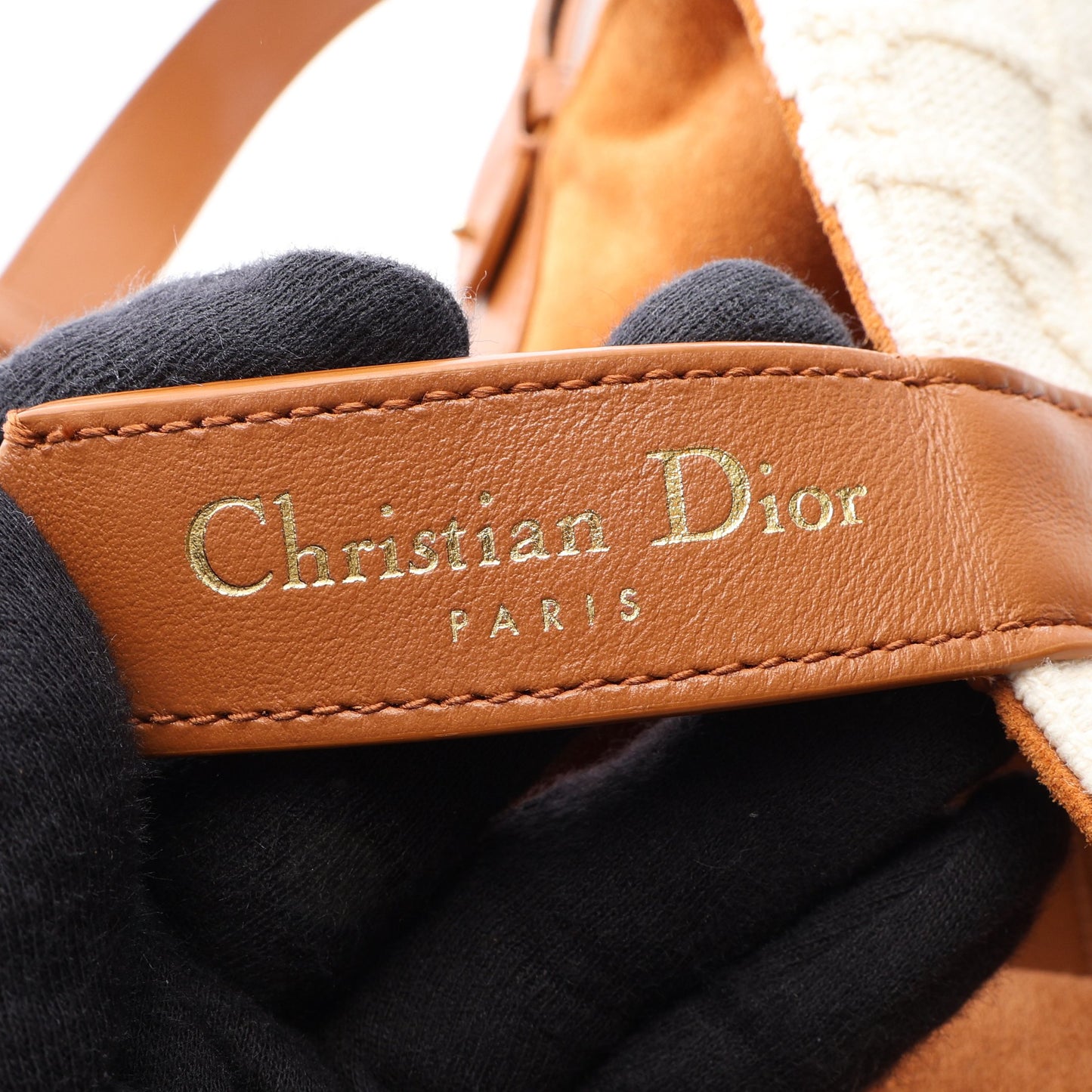 トゥジュール ミディアム ハンドバッグ キャンバス レザー アイボリー ブラウン クリスチャンディオール バッグ Christian Dior