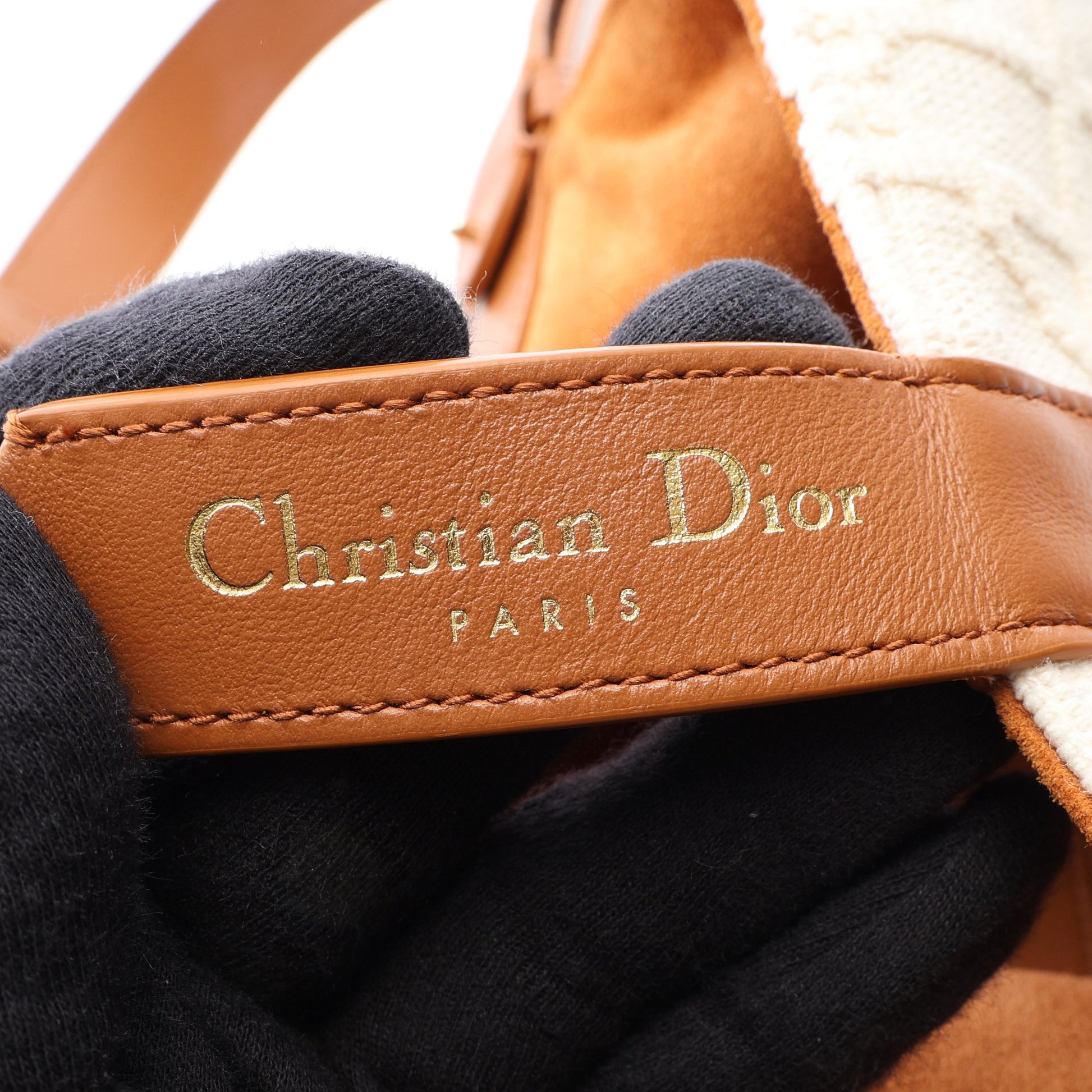 トゥジュール ミディアム ハンドバッグ キャンバス レザー アイボリー ブラウン クリスチャンディオール バッグ Christian Dior