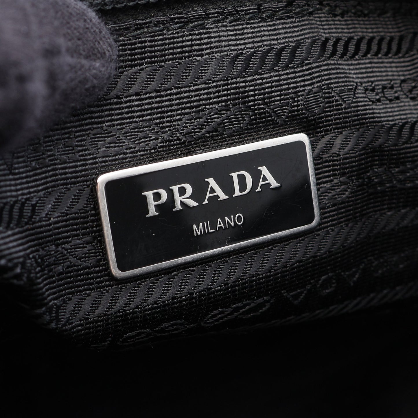 三角プレート 2WAY ハンドバッグ ナイロン レザー ブラック プラダ バッグ PRADA