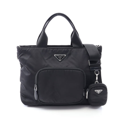 三角プレート 2WAY ハンドバッグ ナイロン レザー ブラック プラダ バッグ PRADA