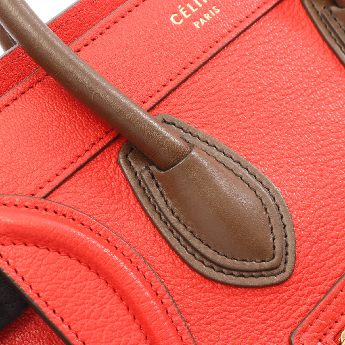 ラゲージ ナノショッパー 2WAY ハンドバッグ レザー レッド カーキブラウン セリーヌ バッグ CELINE