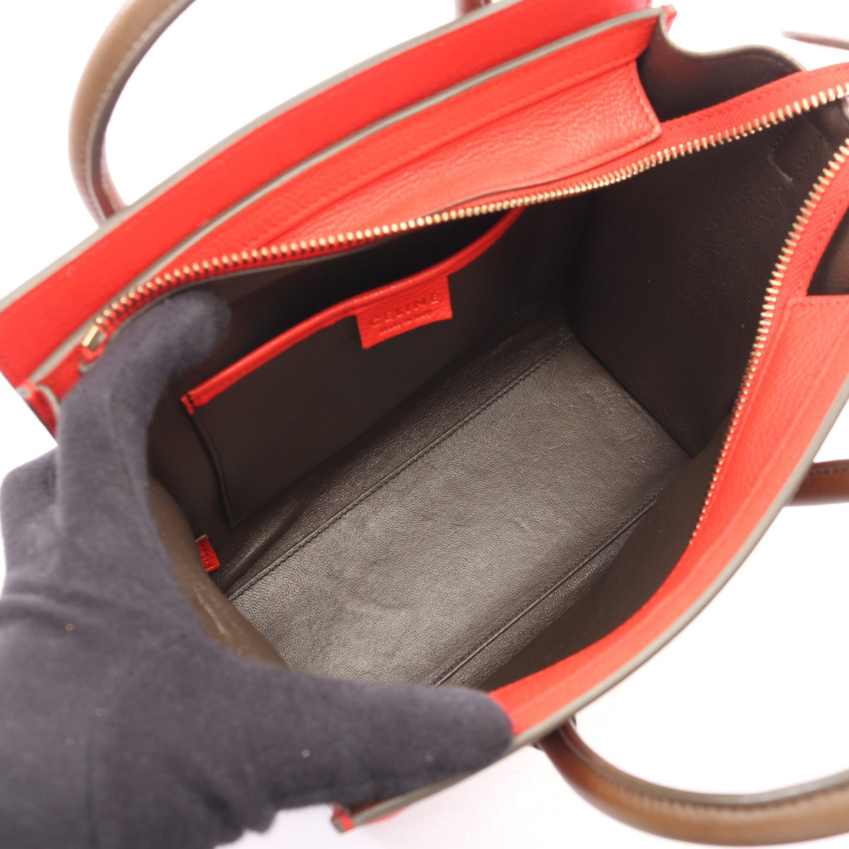 ラゲージ ナノショッパー 2WAY ハンドバッグ レザー レッド カーキブラウン セリーヌ バッグ CELINE