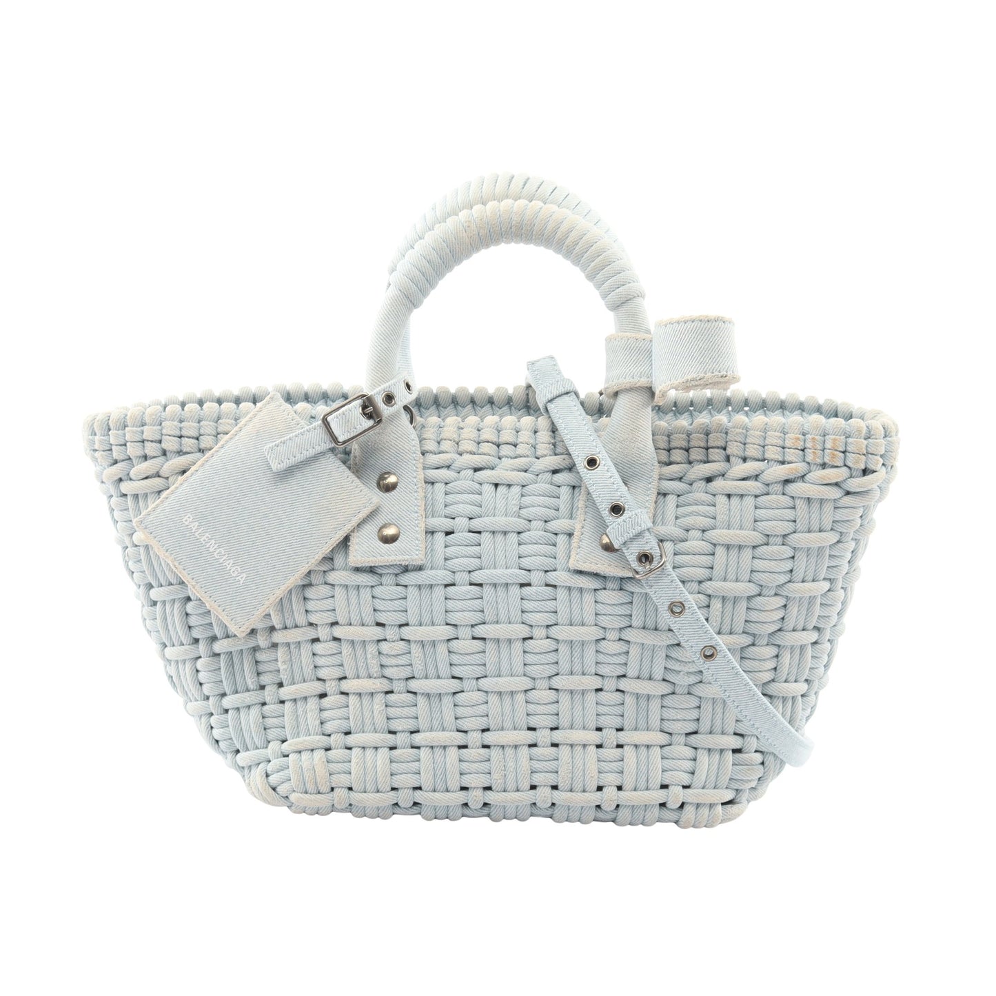 BISTRO XS ビストロ バスケットバッグ 2WAY ハンドバッグ トートバッグ デニム ライトブルー バレンシアガ バッグ BALENCIAGA