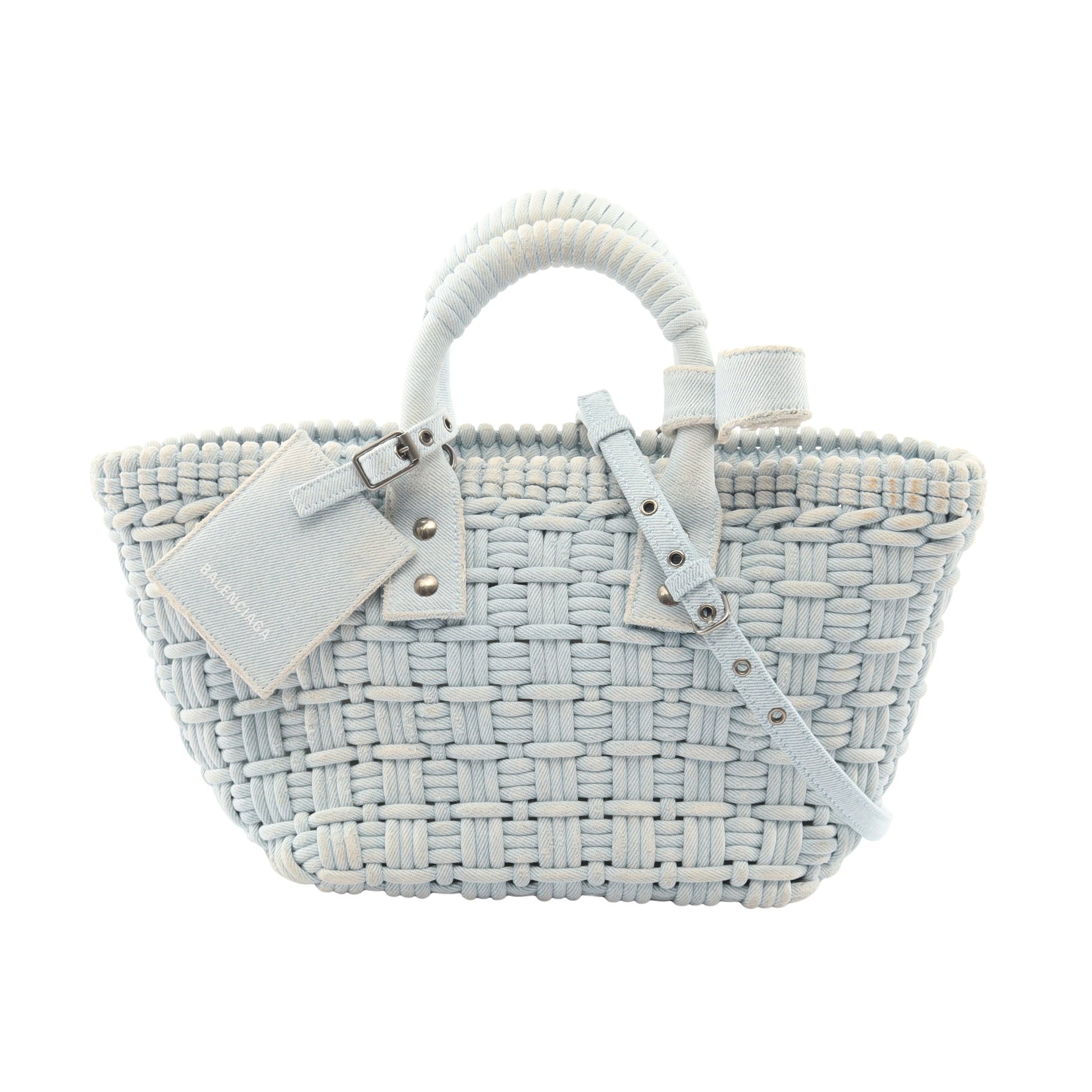 BISTRO XS ビストロ バスケットバッグ 2WAY ハンドバッグ トートバッグ デニム ライトブルー バレンシアガ バッグ BALENCIAGA