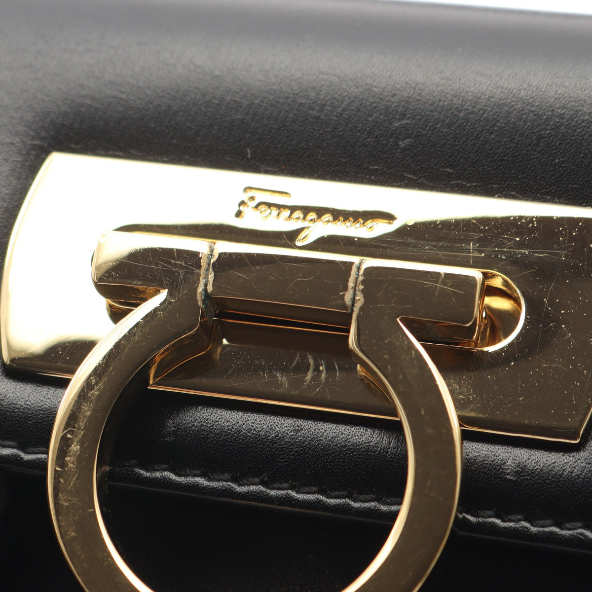 ガンチーニ 2WAY ハンドバッグ レザー ブラック サルヴァトーレフェラガモ バッグ Salvatore Ferragamo