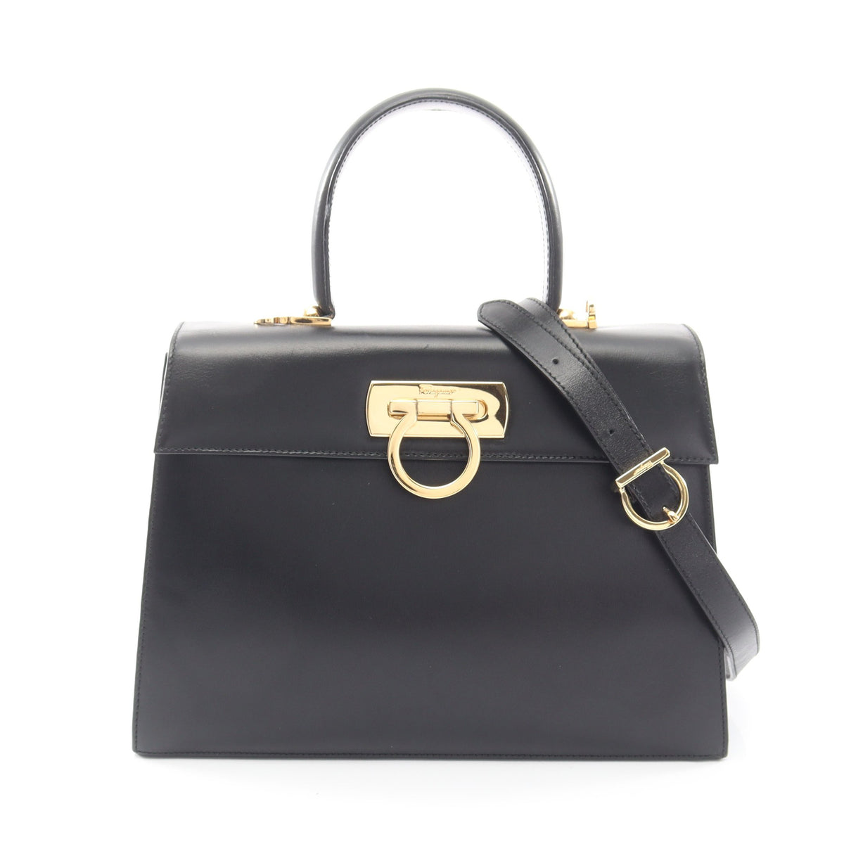 ガンチーニ 2WAY ハンドバッグ レザー ブラック サルヴァトーレフェラガモ バッグ Salvatore Ferragamo