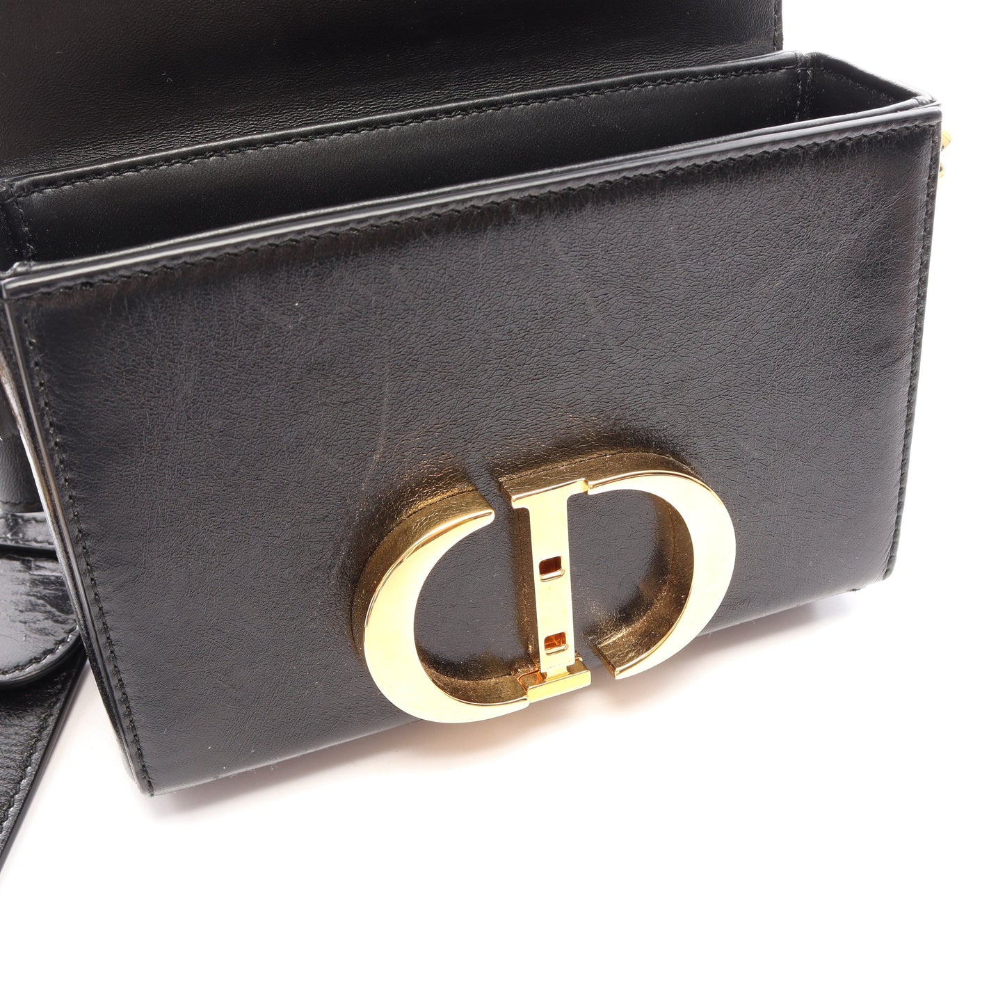 30 MONTAIGNE モンテーニュ ボックス ショルダーバッグ レザー ブラック クリスチャンディオール バッグ Christian Dior