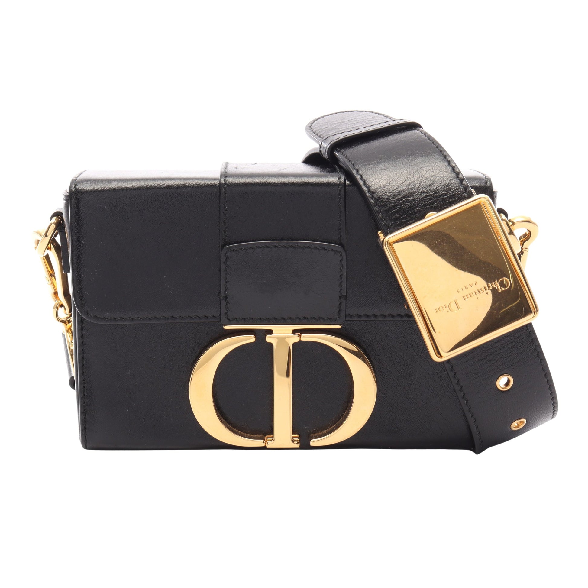 30 MONTAIGNE モンテーニュ ボックス ショルダーバッグ レザー ブラック クリスチャンディオール バッグ Christian Dior