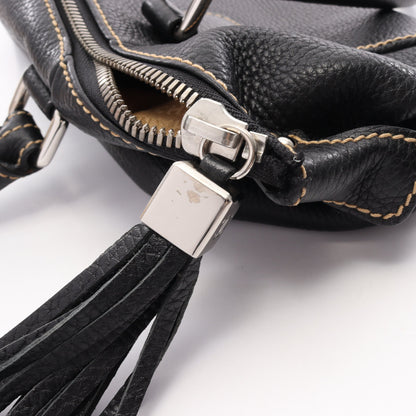 ロゴ フリンジ ハンドバッグ レザー ブラック シルバー金具 シャネル バッグ CHANEL