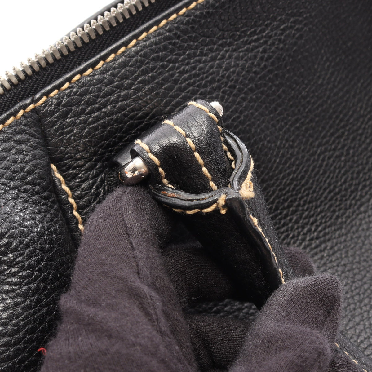 ロゴ フリンジ ハンドバッグ レザー ブラック シルバー金具 シャネル バッグ CHANEL
