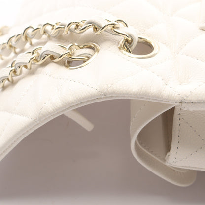 マトラッセ Wフラップ Wチェーンショルダーバッグ キャビアスキン ホワイト ゴールド金具 シャネル バッグ CHANEL