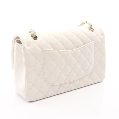 マトラッセ Wフラップ Wチェーンショルダーバッグ キャビアスキン ホワイト ゴールド金具 シャネル バッグ CHANEL