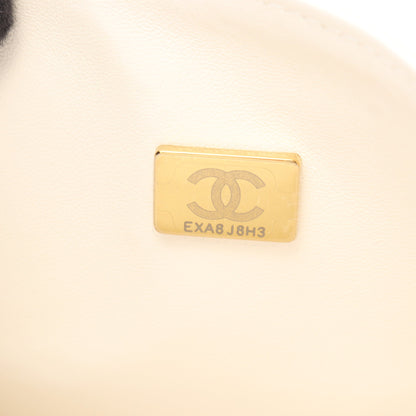 マトラッセ Wフラップ Wチェーンショルダーバッグ キャビアスキン ホワイト ゴールド金具 シャネル バッグ CHANEL