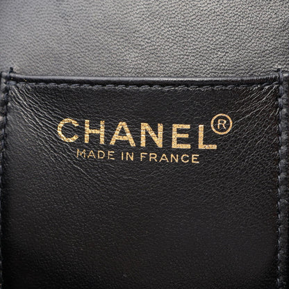 カメリア チェーンハンドバッグ ラムスキン サテン ブラック ゴールド金具 シャネル