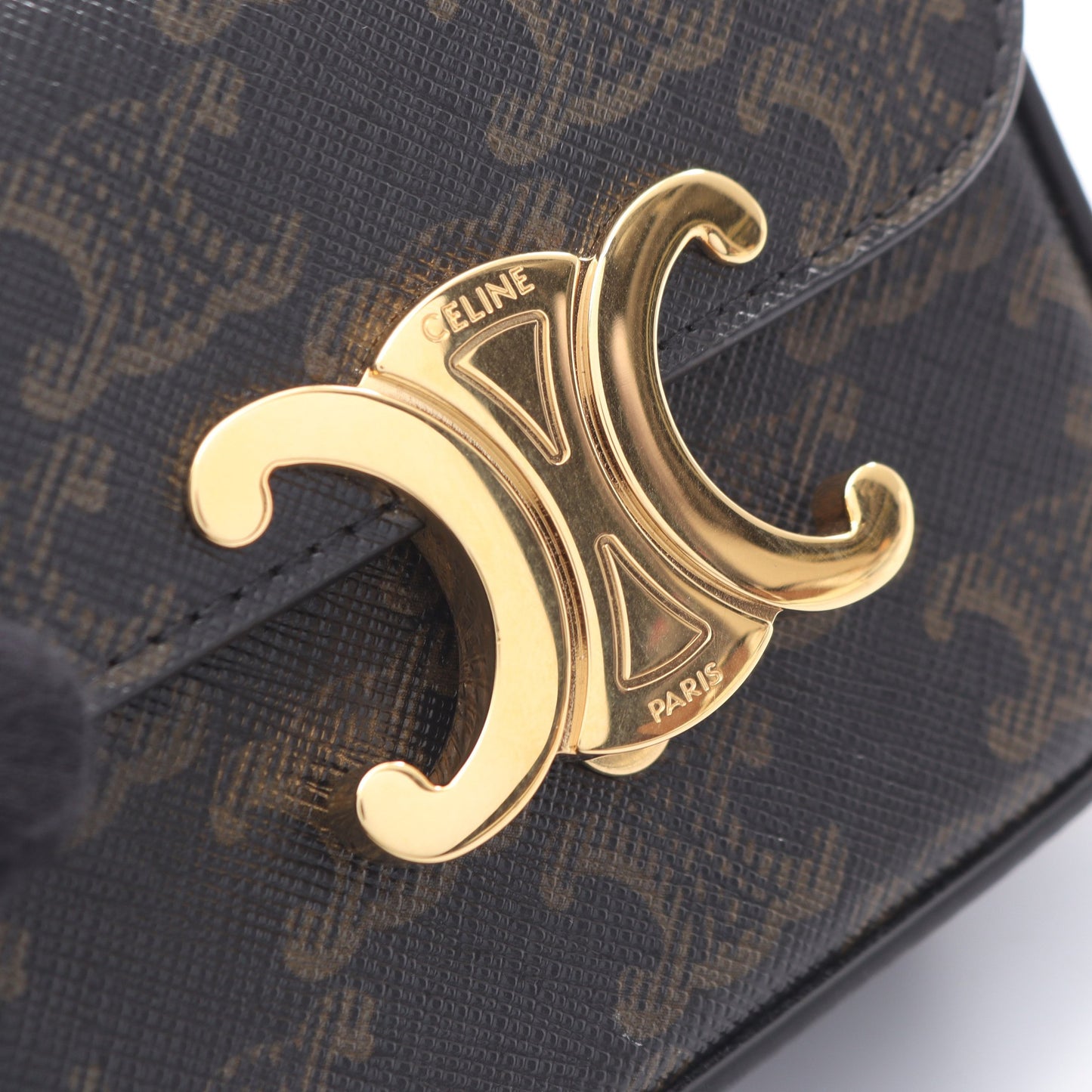 ミニクロード トリオンフ ショルダーバッグ PVC レザー ブラック ブラウン セリーヌ バッグ CELINE