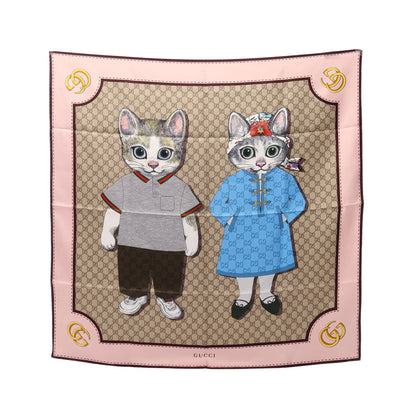 GUCCI × ヒグチユウコ GG柄 スカーフ シルク ピンク ベージュ マルチカラー グッチ