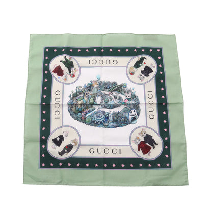 ヒグチユウコ ハンカチ スカーフ コットン オフホワイト グリーン マルチカラー グッチ 財布・小物 GUCCI