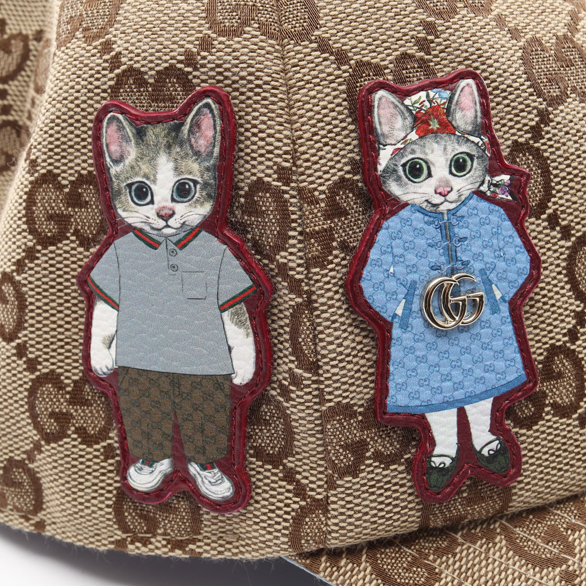 GUCCI × ヒグチユウコ GGキャンバス キャップ レザー ベージュ ライトブルー グッチ 財布・小物 GUCCI
