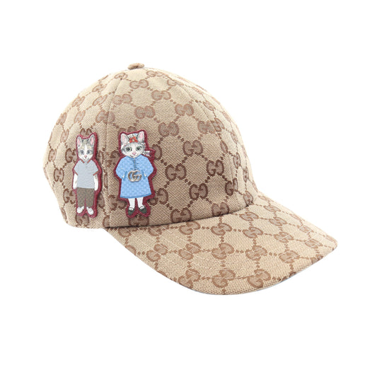 GUCCI × ヒグチユウコ GGキャンバス キャップ レザー ベージュ ライトブルー グッチ 財布・小物 GUCCI