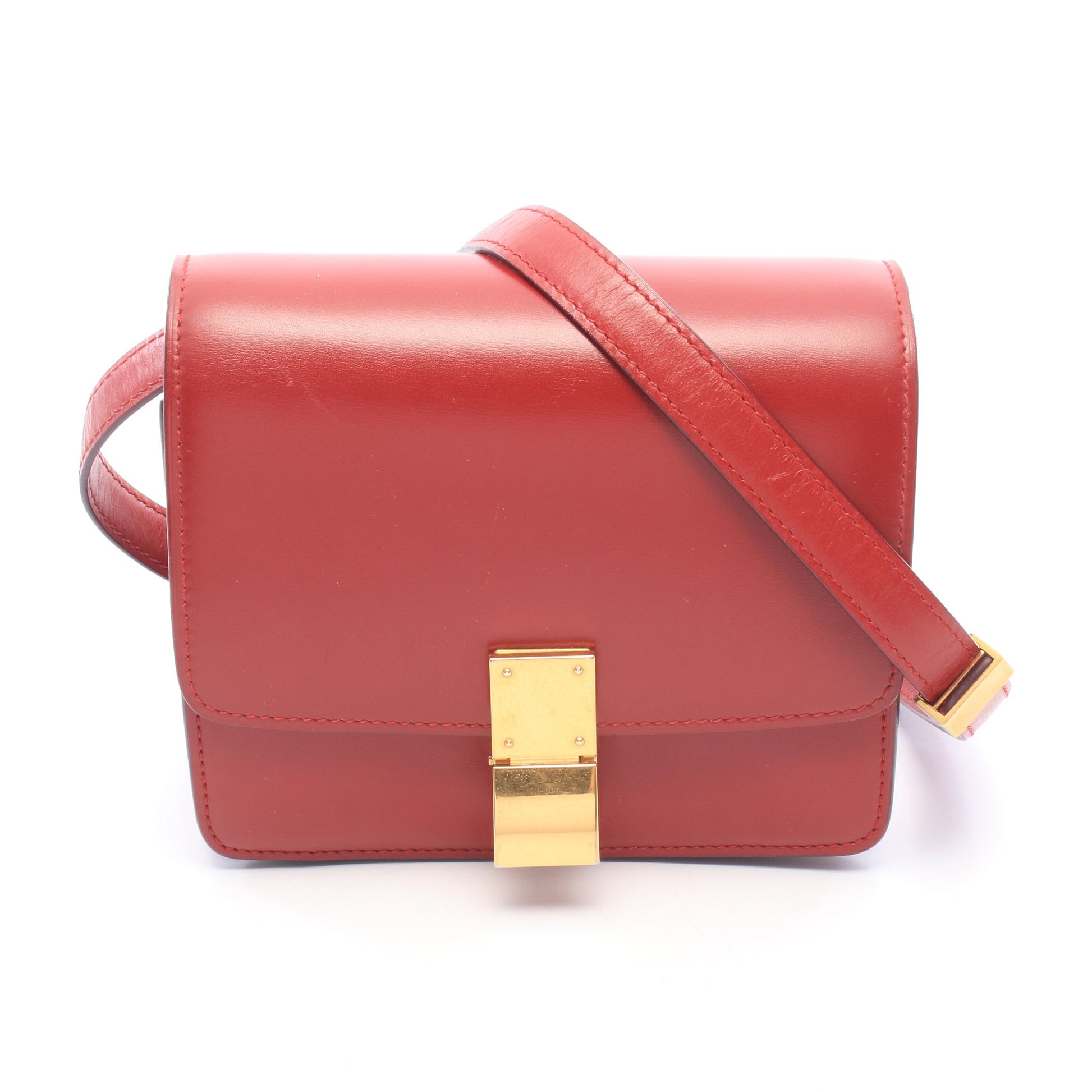 クラシックスモール ショルダーバッグ レザー レッド セリーヌ バッグ CELINE