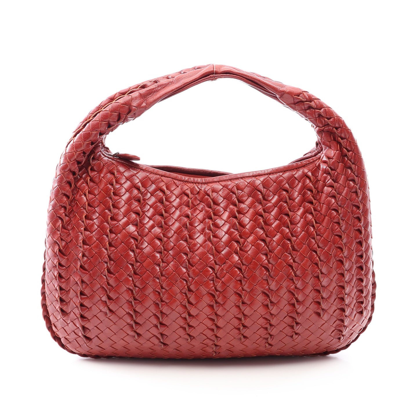 イントレチャート ハンドバッグ レザー レッドブラウン ボッテガヴェネタ バッグ BOTTEGA VENETA