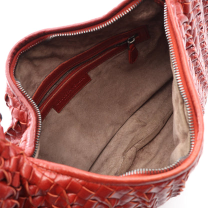 イントレチャート ハンドバッグ レザー レッドブラウン ボッテガヴェネタ バッグ BOTTEGA VENETA