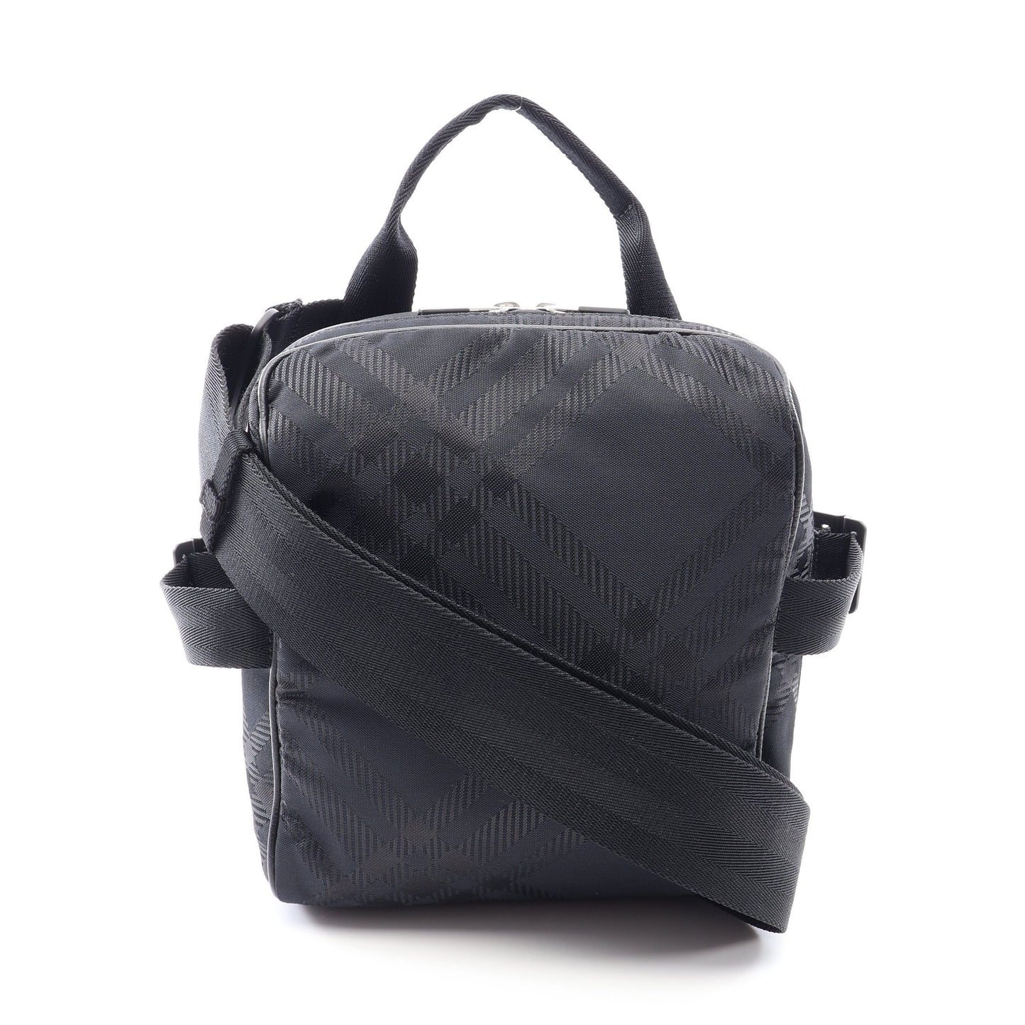 チェック ジャガード クロスボディバッグ ショルダーバッグ ナイロン レザー ブラック バーバリー バッグ BURBERRY