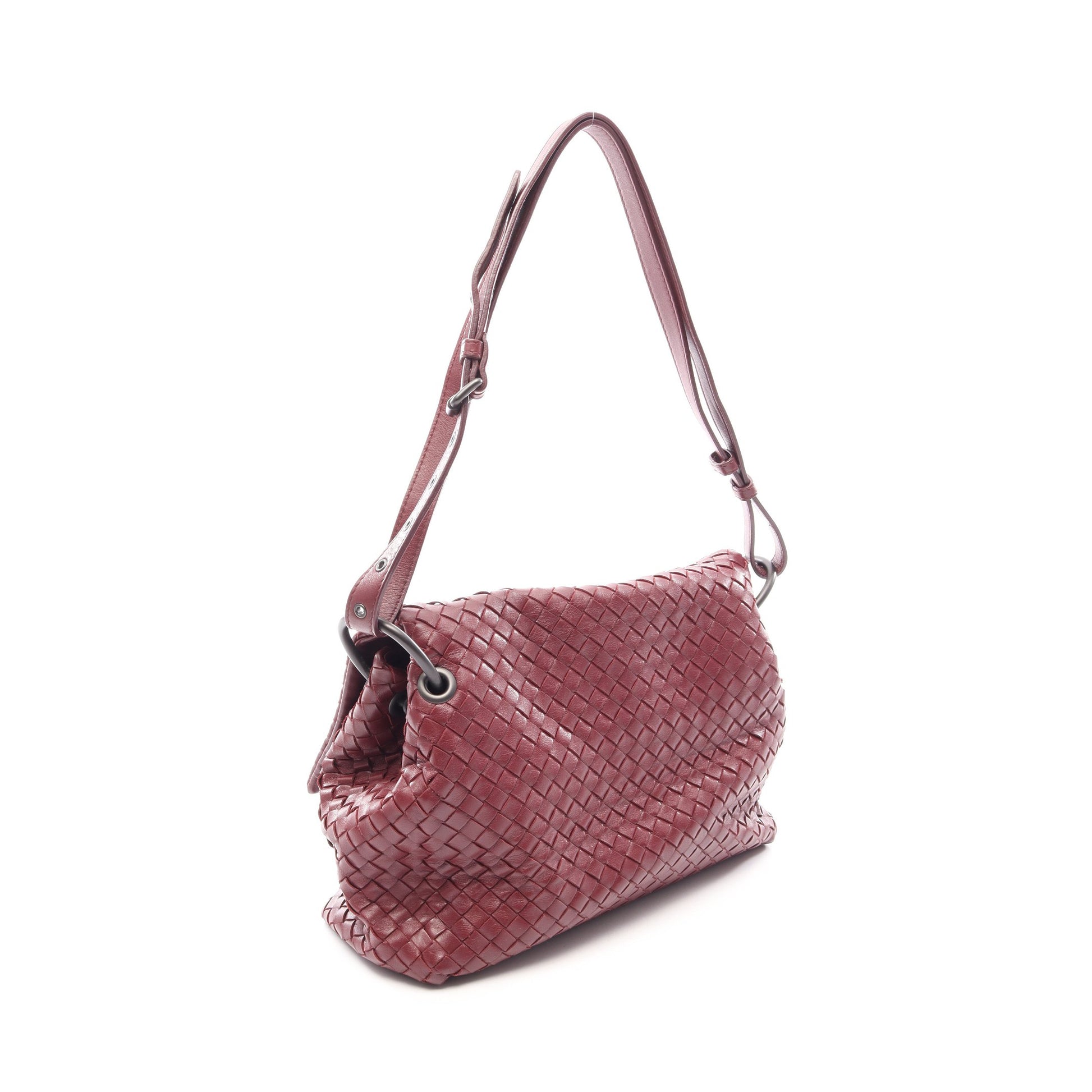 イントレチャート ショルダーバッグ レザー バーガンディ ボッテガヴェネタ バッグ BOTTEGA VENETA